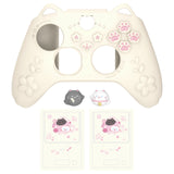 PlayVital Cherry Blossoms Kitten Silicone Cover for Xbox Series X/S, Soft Rubber Cover for Xbox Core Wireless Controller, Anti-slip Grip Protector with Thumb Grips & Sticker - Antique Yellow - HPJX3P001