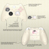 PlayVital Cherry Blossoms Kitten Silicone Cover for Xbox Series X/S, Soft Rubber Cover for Xbox Core Wireless Controller, Anti-slip Grip Protector with Thumb Grips & Sticker - Antique Yellow - HPJX3P001