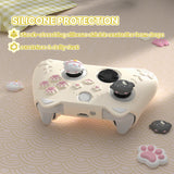 PlayVital Cherry Blossoms Kitten Silicone Cover for Xbox Series X/S, Soft Rubber Cover for Xbox Core Wireless Controller, Anti-slip Grip Protector with Thumb Grips & Sticker - Antique Yellow - HPJX3P001