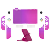 PlayVital Clear Series Protective Case for Nintendo Switch 2, Anti-Scratches Hard Shell Dockable Grip Cover with Extra Foldable Stand & Thumb Grips for Nintendo Switch 2 - Clear Atomic Purple Rose Red - EXVNTP001