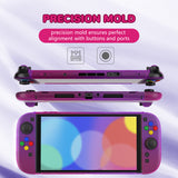 PlayVital Clear Series Protective Case for Nintendo Switch 2, Anti-Scratches Hard Shell Dockable Grip Cover with Extra Foldable Stand & Thumb Grips for Nintendo Switch 2 - Clear Atomic Purple Rose Red - EXVNTP001