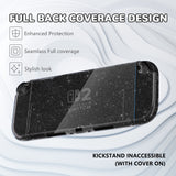 PlayVital Clear Series Protective Case for Nintendo Switch 2, Anti-Scratches Hard Shell Dockable Grip Cover with Extra Foldable Stand & Thumb Grips for Nintendo Switch 2 - Clear Glitter Silver - EXVNTM002
