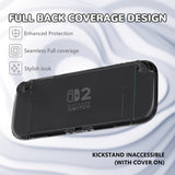 PlayVital Clear Series Protective Case for Nintendo Switch 2, Anti-Scratches Hard Shell Dockable Grip Cover with Extra Foldable Stand & Thumb Grips for Nintendo Switch 2 - Transparent - EXVNTM001