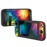 PlayVital Colorful Triangle Protective Case for NS Switch, Soft TPU Slim Case Cover for NS Switch Joy-Con Console with Colorful ABXY Direction Button Caps - NTU6013G2