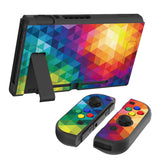 PlayVital Colorful Triangle Protective Case for NS Switch, Soft TPU Slim Case Cover for NS Switch Joy-Con Console with Colorful ABXY Direction Button Caps - NTU6013G2