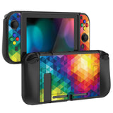 PlayVital Colorful Triangle Protective Case for NS Switch, Soft TPU Slim Case Cover for NS Switch Joy-Con Console with Colorful ABXY Direction Button Caps - NTU6013G2