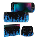 PlayVital for Nintendo Switch 2 Skin Full Set (2-Pack) - Protective Vinyl Decal Stickers for Switch 2 Console, Joycons, Handle Grips & Dock | No Residue, Anti-Scratch - Blue Flame - YUDNT006