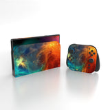 PlayVital for Nintendo Switch 2 Skin Full Set (2-Pack) - Protective Vinyl Decal Stickers for Switch 2 Console, Joycons, Handle Grips & Dock | No Residue, Anti-Scratch - Orange Star Universe - YUDNT015