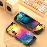 PlayVital Full Set Protective Skin Decal for Steam Deck LCD, Custom Stickers Vinyl Cover for Steam Deck OLED - Colorful Triangle - SDTM002G2