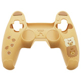 PlayVital Cute Bear Controller Silicone Case for ps5, Kawaii Controller Cover Compatible with Charging Station, Gamepad Skin Protector for ps5 with Touch Pad Sticker & Thumb Grips - Yellow & Brown - UYBPFP001