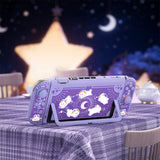 PlayVital Kawaii Dockable Hard Protective Case for Nintendo Switch 2 Anti-scratch, Shockproof Cover Skin for Switch 2 with Thumb Grip & Sticker & Button Caps - Celestial Rabbit Orbit - MURNTV002