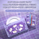 PlayVital Kawaii Dockable Hard Protective Case for Nintendo Switch 2 Anti-scratch, Shockproof Cover Skin for Switch 2 with Thumb Grip & Sticker & Button Caps - Celestial Rabbit Orbit - MURNTV002