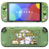 PlayVital Kawaii Dockable Hard Protective Case for Nintendo Switch 2 Anti-scratch, Shockproof Cover Skin for Switch 2 with Thumb Grip & Sticker & Button Caps - Forest Bakery - MURNTV001