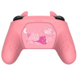PlayVital Cute Demon Silicone Grip Cover for Nintendo Switch Pro Controller, Anti-Slip Protective Skin with Joystick Caps and Stickers Compatible with Nintendo Switch Pro - Pink - AMDNPP004