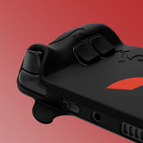 PlayVital Cute Demon Protective Case for Steam Deck LCD & OLED, Kawaii Anti-Slip Protector for Steam Deck OLED with Thumb Grip Caps & Trackpads Stickers & Back Button Enhancement Set - Black - ZNLSDP001
