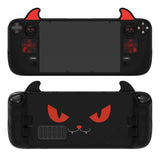 PlayVital Cute Demon Protective Case for Steam Deck LCD & OLED, Kawaii Anti-Slip Protector for Steam Deck OLED with Thumb Grip Caps & Trackpads Stickers & Back Button Enhancement Set - Black - ZNLSDP001