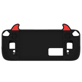 PlayVital Cute Demon Protective Case for Steam Deck LCD & OLED, Kawaii Anti-Slip Protector for Steam Deck OLED with Thumb Grip Caps & Trackpads Stickers & Back Button Enhancement Set - Black - ZNLSDP001