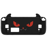 PlayVital Cute Demon Protective Case for Steam Deck LCD & OLED, Kawaii Anti-Slip Protector for Steam Deck OLED with Thumb Grip Caps & Trackpads Stickers & Back Button Enhancement Set - Black - ZNLSDP001