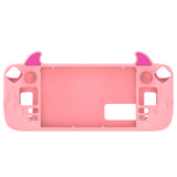 PlayVital Cute Demon Protective Case for Steam Deck LCD & OLED, Kawaii Anti-Slip Protector for Steam Deck OLED with Thumb Grip Caps & Trackpads Stickers & Back Button Enhancement Set - Pink - ZNLSDP003
