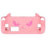 PlayVital Cute Demon Protective Case for Steam Deck LCD & OLED, Kawaii Anti-Slip Protector for Steam Deck OLED with Thumb Grip Caps & Trackpads Stickers & Back Button Enhancement Set - Pink - ZNLSDP003