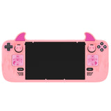 PlayVital Cute Demon Protective Case for Steam Deck LCD & OLED, Kawaii Anti-Slip Protector for Steam Deck OLED with Thumb Grip Caps & Trackpads Stickers & Back Button Enhancement Set - Pink - ZNLSDP003