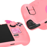 PlayVital Cute Demon Protective Case for Steam Deck LCD & OLED, Kawaii Anti-Slip Protector for Steam Deck OLED with Thumb Grip Caps & Trackpads Stickers & Back Button Enhancement Set - Pink - ZNLSDP003