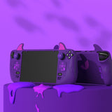 PlayVital Cute Demon Protective Case for Steam Deck LCD & OLED, Kawaii Anti-Slip Protector for Steam Deck OLED with Thumb Grip Caps & Trackpads Stickers & Back Button Enhancement Set - Purple - ZNLSDP002