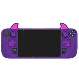 PlayVital Cute Demon Protective Case for Steam Deck LCD & OLED, Kawaii Anti-Slip Protector for Steam Deck OLED with Thumb Grip Caps & Trackpads Stickers & Back Button Enhancement Set - Purple - ZNLSDP002