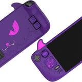 PlayVital Cute Demon Protective Case for Steam Deck LCD & OLED, Kawaii Anti-Slip Protector for Steam Deck OLED with Thumb Grip Caps & Trackpads Stickers & Back Button Enhancement Set - Purple - ZNLSDP002