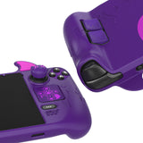 PlayVital Cute Demon Protective Case for Steam Deck LCD & OLED, Kawaii Anti-Slip Protector for Steam Deck OLED with Thumb Grip Caps & Trackpads Stickers & Back Button Enhancement Set - Purple - ZNLSDP002