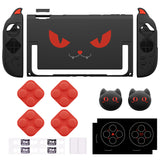 PlayVital Cute Demon Protective Shell for Nintendo Switch 2, Kawaii Anti-Slip Silicone Grip Cover +  Dockable Hard Case for Nintendo Switch 2 with Thumb Grips & Sticker, Shockproof - Black - EVGNTP001