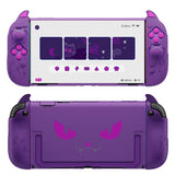 PlayVital Cute Demon Protective Shell for Nintendo Switch 2, Kawaii Anti-Slip Silicone Grip Cover +  Dockable Hard Case for Nintendo Switch 2 with Thumb Grips & Sticker, Shockproof - Purple - EVGNTP002