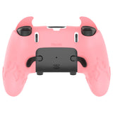 PlayVital Cute Demon Silicone Case for ps5 Edge Controller, Kawaii Controller Cover Skin Gamepad Protector for ps5 Edge Accessories with Touch Pad Sticker & Thumb Grip Caps - Pink - MWKEGP003