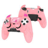 PlayVital Cute Demon Silicone Case for ps5 Edge Controller, Kawaii Controller Cover Skin Gamepad Protector for ps5 Edge Accessories with Touch Pad Sticker & Thumb Grip Caps - Pink - MWKEGP003