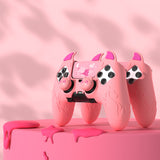 PlayVital Cute Demon Silicone Case for ps5 Edge Controller, Kawaii Controller Cover Skin Gamepad Protector for ps5 Edge Accessories with Touch Pad Sticker & Thumb Grip Caps - Pink - MWKEGP003