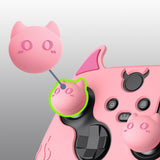 PlayVital Cute Demon Silicone Cover with Thumb Grip Caps for Xbox Series X/S Controller & Xbox Core Wireless Controller - Pink - PUKX3P005