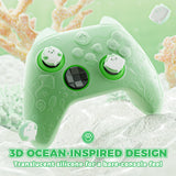 PlayVital for Xbox Series X/S Controller Silicone Cover, Cute Ocean Whisper Series Semi-Clear Silicone Skin Grip for Xbox Core Wireless Controller with Thumb Grip & Sticker, Full Protection - Pastel Green - PXKX3P003