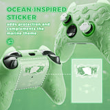 PlayVital for Xbox Series X/S Controller Silicone Cover, Cute Ocean Whisper Series Semi-Clear Silicone Skin Grip for Xbox Core Wireless Controller with Thumb Grip & Sticker, Full Protection - Pastel Green - PXKX3P003