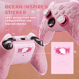 PlayVital for Xbox Series X/S Controller Silicone Cover, Cute Ocean Whisper Series Semi-Clear Silicone Skin Grip for Xbox Core Wireless Controller with Thumb Grip & Sticker, Full Protection - Peach Pink - PXKX3P002
