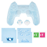 PlayVital for PS5 Controller Cover Skin - Cute Ocean Whisper Series Semi-Clear Silicone Case for PS5 Controller with Thumb Grip & Sticker, Charging Station Compatible, Full Protection - Mint Blue - HYKPFP001