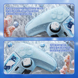 PlayVital for PS5 Controller Cover Skin - Cute Ocean Whisper Series Semi-Clear Silicone Case for PS5 Controller with Thumb Grip & Sticker, Charging Station Compatible, Full Protection - Mint Blue - HYKPFP001