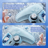 PlayVital for PS5 Controller Cover Skin - Cute Ocean Whisper Series Semi-Clear Silicone Case for PS5 Controller with Thumb Grip & Sticker, Charging Station Compatible, Full Protection - Mint Blue - HYKPFP001