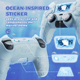PlayVital for PS5 Controller Cover Skin - Cute Ocean Whisper Series Semi-Clear Silicone Case for PS5 Controller with Thumb Grip & Sticker, Charging Station Compatible, Full Protection - Mint Blue - HYKPFP001