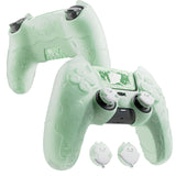 PlayVital for PS5 Controller Cover Skin - Cute Ocean Whisper Series Semi-Clear Silicone Case for PS5 Controller with Thumb Grip & Sticker, Charging Station Compatible, Full Protection - Pastel Green - HYKPFP003