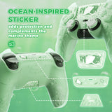 PlayVital for PS5 Controller Cover Skin - Cute Ocean Whisper Series Semi-Clear Silicone Case for PS5 Controller with Thumb Grip & Sticker, Charging Station Compatible, Full Protection - Pastel Green - HYKPFP003