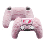 PlayVital for PS5 Controller Cover Skin - Cute Ocean Whisper Series Semi-Clear Silicone Case for PS5 Controller with Thumb Grip & Sticker, Charging Station Compatible, Full Protection - Peach Pink - HYKPFP002