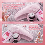 PlayVital for PS5 Controller Cover Skin - Cute Ocean Whisper Series Semi-Clear Silicone Case for PS5 Controller with Thumb Grip & Sticker, Charging Station Compatible, Full Protection - Peach Pink - HYKPFP002