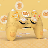 PlayVital Cute Spring Lesser Panda Silicone Cover for PS5 Controller with Joystick Cap and Sticker, Anti-Grip Shockproof Skin, Compatible with Charging Station - Warm Yellow - YSSPFP001