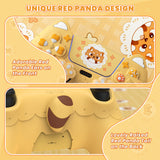 PlayVital Cute Spring Lesser Panda Silicone Cover for PS5 Controller with Joystick Cap and Sticker, Anti-Grip Shockproof Skin, Compatible with Charging Station - Warm Yellow - YSSPFP001