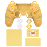 PlayVital Cute Spring Lesser Panda Silicone Cover for PS5 Controller with Joystick Cap and Sticker, Anti-Grip Shockproof Skin, Compatible with Charging Station - Warm Yellow - YSSPFP001